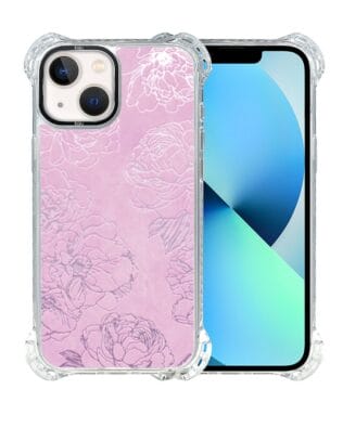 Etui do iPhone 13 IBIZU DropGuard Ultra z MagSafe, Relief Garden, Różowe piwonie