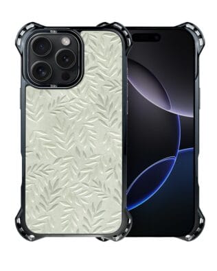 Etui do iPhone 16 Pro Max IBIZU DropGuard Ultra z MagSafe, Relief Garden, Ślad oliwki