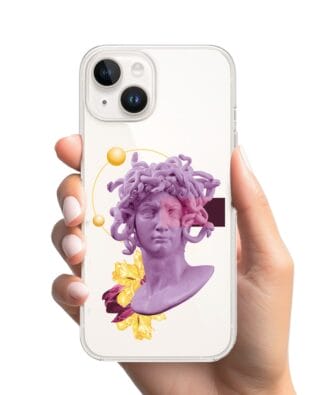 Etui do iPhone 13 przeźroczyste, silikonowe flexi, antyczna figura, meduza