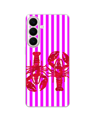 Etui do Samsung Galaxy S26 Plus przeźroczyste, silikonowe Flexi, kraby z różowymi paskami