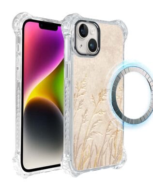 Etui do iPhone 14 Plus IBIZU DropGuard Ultra z MagSafe, Relief Garden, Kłosy z piaskowca