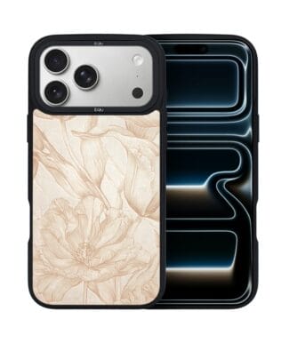 Etui do iPhone 17 Pro IBIZU DropGuard Matt z MagSafe, Relief Garden, Botaniczny biskwit