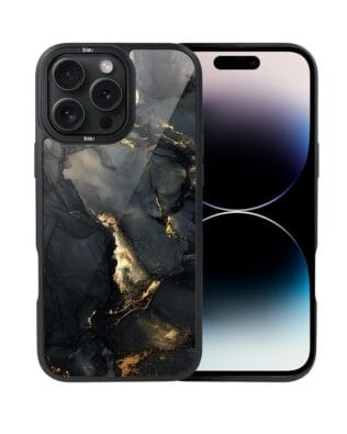 Etui do iPhone 14 Pro Max IBIZU DropGuard Matt z MagSafe, Ethereal Essence, Czarny diament ze złotem