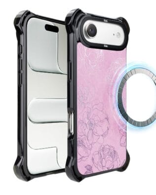 Etui do iPhone Air IBIZU DropGuard Ultra z MagSafe, Relief Garden, Różowe piwonie