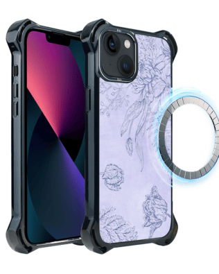 Etui do iPhone 13 IBIZU DropGuard Ultra z MagSafe, Relief Garden, Kwiatowa płaskorzeźba