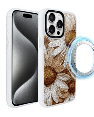 Etui do iPhone 15 Pro Max IBIZU DropGuard Matt z MagSafe, Modern Classics, Mozaika rumianków