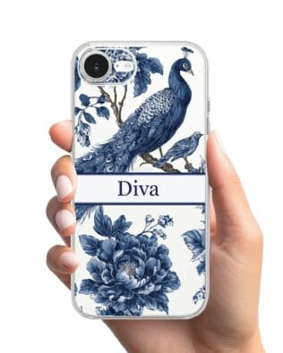 Etui do iPhone 17e przeźroczyste, silikonowe Flexi, Mystic, Diva Peacock