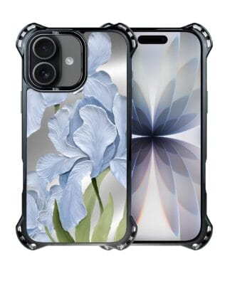 Etui do iPhone 17 IBIZU DropGuard Ultra z MagSafe, Relief Garden, Błękitny irys