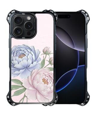 Etui do iPhone 16 Pro IBIZU DropGuard Ultra z MagSafe, Relief Garden, Piwoniowy róż