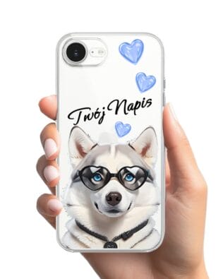 Etui do iPhone 17e przeźroczyste, silikonowe Flexi, Puppy Love, pies rasy Husky