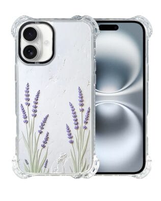 Etui do iPhone 16 IBIZU DropGuard Ultra z MagSafe, Relief Garden, Prowansalska lawenda