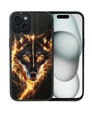 Etui do iPhone 15 IBIZU DropGuard Matt z MagSafe, Wilki, Ognisty Wilk