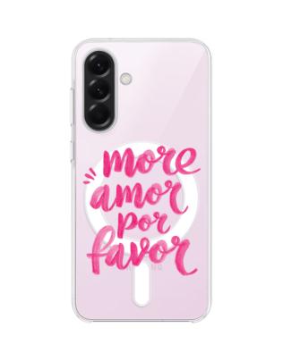 Etui do Samsung Galaxy A57 z MagSafe przeźroczyste, silikonowe Flexi, Positive Vibes, More amore per favore