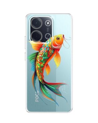 Etui do Xiaomi POCO C85 przeźroczyste, silikonowe Flexi, Dzika Mandala, Złota ryba