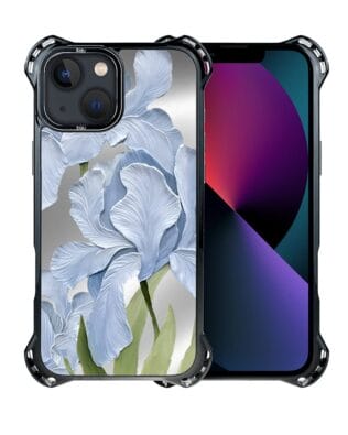 Etui do iPhone 13 IBIZU DropGuard Ultra z MagSafe, Relief Garden, Błękitny irys