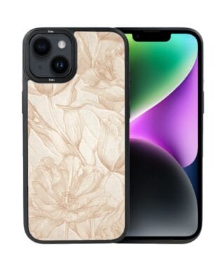 Etui do iPhone 14 Plus IBIZU DropGuard Matt z MagSafe, Relief Garden, Botaniczny biskwit