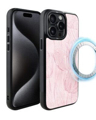 Etui do iPhone 15 Pro Max IBIZU DropGuard Matt z MagSafe, Relief Garden, Tulipanowy fresk