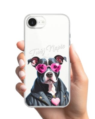 Etui do iPhone 17e przeźroczyste, silikonowe Flexi, Puppy Love, pies rasy Amstaff