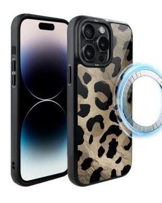 Etui do iPhone 14 Pro Max IBIZU DropGuard Matt z MagSafe, Zew natury, Dziki Leopard
