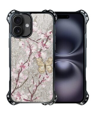 Etui do iPhone 16 Plus IBIZU DropGuard Ultra z MagSafe, Modern Classics, Mozaika kwitnącej wiśni