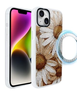 Etui do iPhone 14 Plus IBIZU DropGuard Matt z MagSafe, Modern Classics, Mozaika rumianków