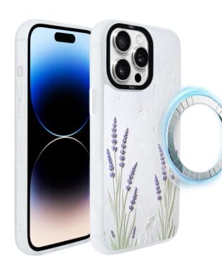 Etui do iPhone 14 Pro Max IBIZU DropGuard Matt z MagSafe, Relief Garden, Prowansalska lawenda