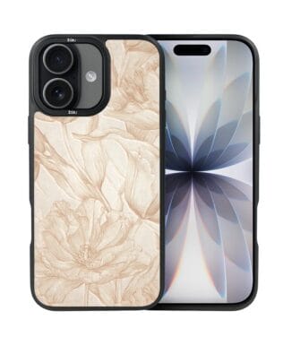 Etui do iPhone 17 IBIZU DropGuard Matt z MagSafe, Relief Garden, Botaniczny biskwit