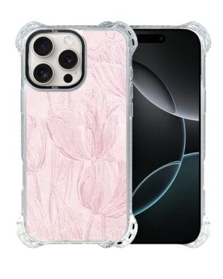 Etui do iPhone 16 Pro Max IBIZU DropGuard Ultra z MagSafe, Relief Garden, Tulipanowy fresk