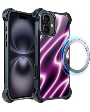 Etui do iPhone 16 IBIZU DropGuard Ultra z MagSafe, Twilight Dreams, Neonowa fala