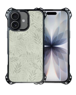 Etui do iPhone 17 IBIZU DropGuard Ultra z MagSafe, Relief Garden, Ślad oliwki