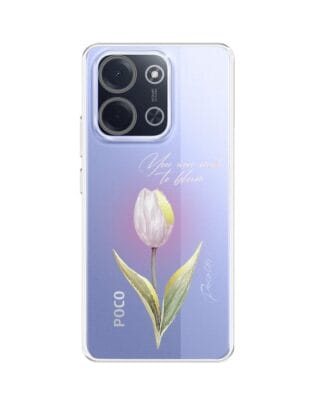 Etui do Xiaomi POCO C85 przeźroczyste, silikonowe Flexi, kwiaty, tulipan