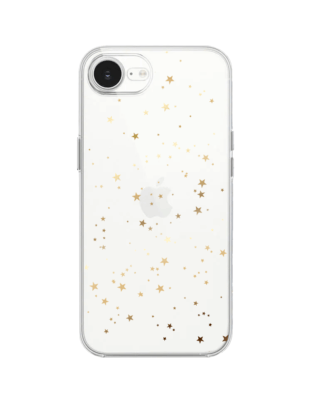 Etui do iPhone 17e przeźroczyste, silikonowe Flexi, Złote gwiazdki