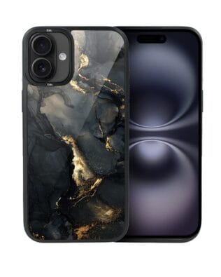 Etui do iPhone 16 IBIZU DropGuard Matt z MagSafe, Ethereal Essence, Czarny diament ze złotem