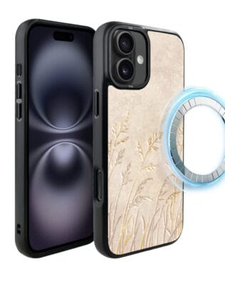 Etui do iPhone 16 IBIZU DropGuard Matt z MagSafe, Relief Garden, Kłosy z piaskowca