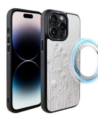 Etui do iPhone 14 Pro IBIZU DropGuard Matt z MagSafe, Relief Garden, Suszone kwiaty polne