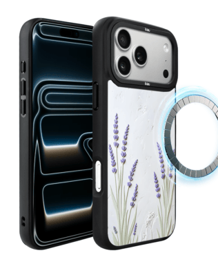 Etui do iPhone 17 Pro IBIZU DropGuard Matt z MagSafe, Relief Garden, Prowansalska lawenda