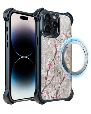 Etui do iPhone 14 Pro Max IBIZU DropGuard Ultra z MagSafe, Modern Classics, Mozaika kwitnącej wiśni