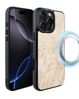 Etui do iPhone 16 Pro IBIZU DropGuard Matt z MagSafe, Relief Garden, Kłosy z piaskowca