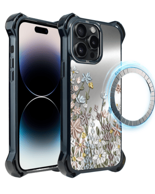 Etui do iPhone 14 Pro IBIZU DropGuard Ultra z MagSafe, Relief Garden, Wiosenna łąka