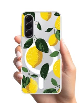 Etui do Samsung Galaxy A57 z MagSafe przeźroczyste, silikonowe Flexi, Italian Summer, Cytrynowe
