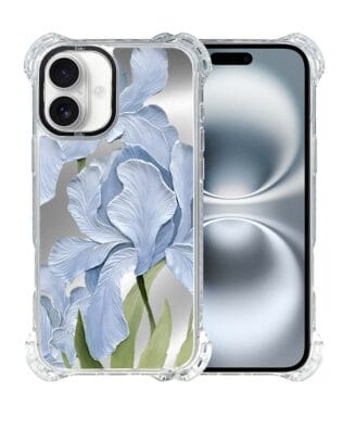 Etui do iPhone 16 Plus IBIZU DropGuard Ultra z MagSafe, Relief Garden, Błękitny irys