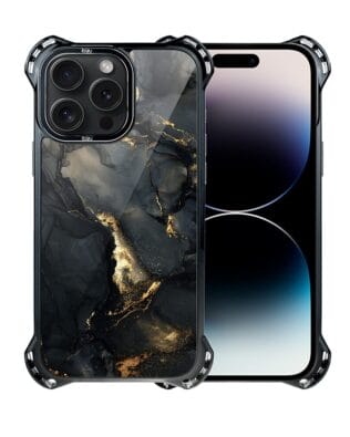 Etui do iPhone 14 Pro IBIZU DropGuard Ultra z MagSafe, Ethereal Essence, Czarny diament ze złotem