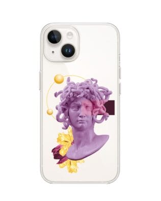 Etui do iPhone 14 Plus przeźroczyste, silikonowe flexi, antyczna figura, meduza