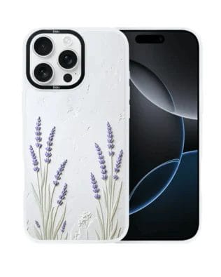 Etui do iPhone 16 Pro IBIZU DropGuard Matt z MagSafe, Relief Garden, Prowansalska lawenda