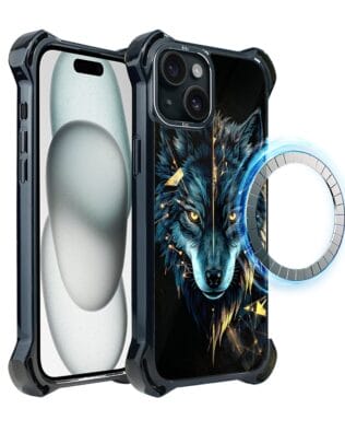 Etui do iPhone 15 Plus IBIZU DropGuard Ultra z MagSafe, Wilki, Wilk Mocy