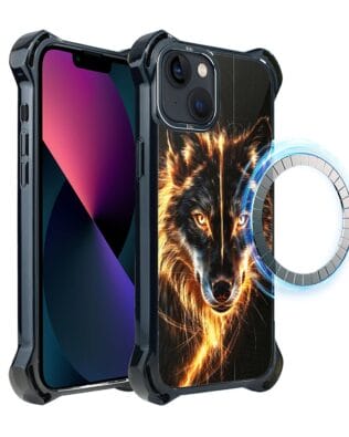 Etui do iPhone 13 IBIZU DropGuard Ultra z MagSafe, Wilki, Ognisty Wilk