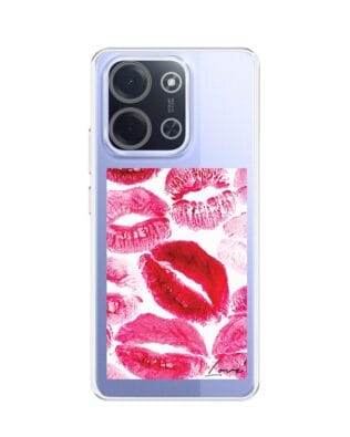 Etui do Xiaomi POCO C85 przeźroczyste, silikonowe Flexi, pocałunki z napisem „love”