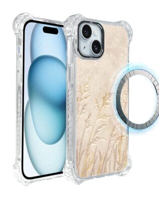 Etui do iPhone 15 IBIZU DropGuard Ultra z MagSafe, Relief Garden, Kłosy z piaskowca