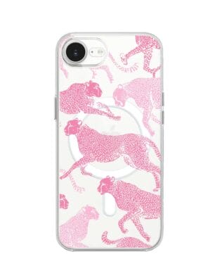 Etui do iPhone 17e z MagSafe przeźroczyste, silikonowe Flexi, Mystic, Różowe pumy