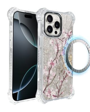 Etui do iPhone 16 Pro Max IBIZU DropGuard Ultra z MagSafe, Modern Classics, Mozaika kwitnącej wiśni